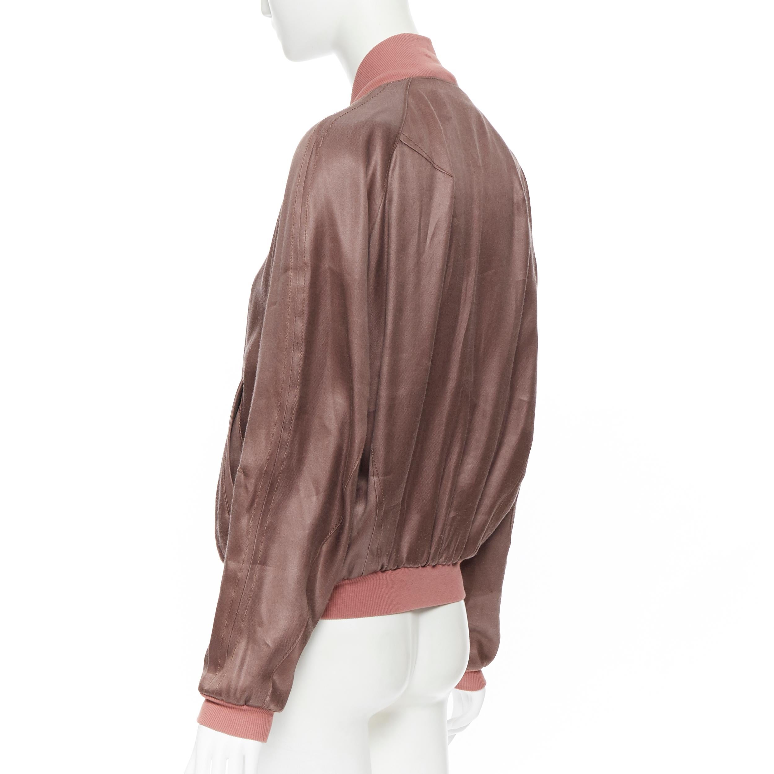 HAIDER ACKERMANN dusty pink rayon silk blend zip up bomber jacket FR34 XS In Excellent Condition In Hong Kong, NT