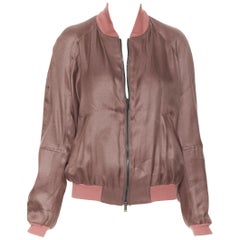 HAIDER ACKERMANN dusty pink rayon silk blend zip up bomber jacket FR34 XS