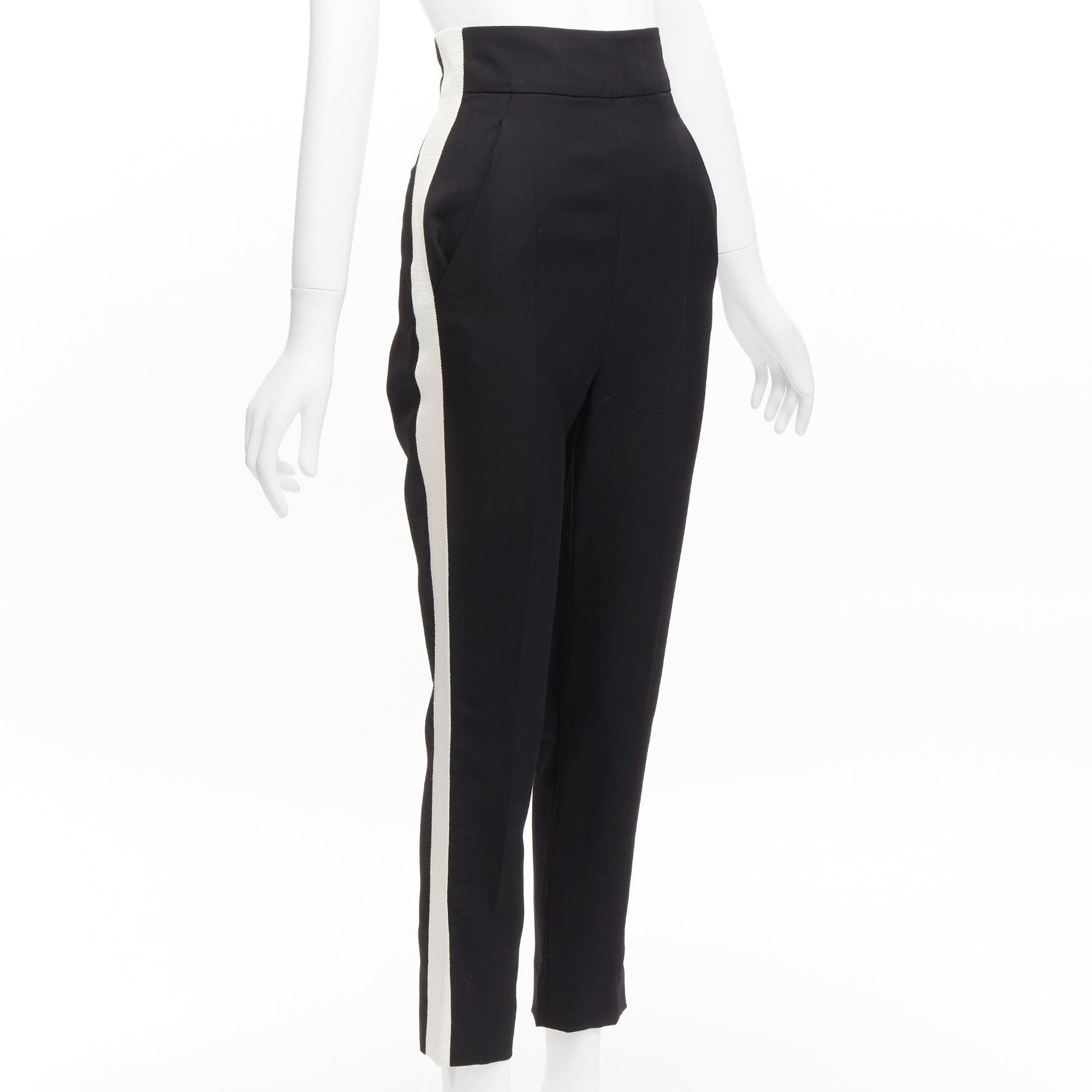 HAIDER ACKERMANN fleece wool black white side tape high waist tapered pants FR36
Reference: SNKO/A00327
Brand: Haider Ackermann
Designer: Haider Ackermann
Material: Wool
Color: Black, White
Pattern: Solid
Closure: Zip
Lining: Black Cotton
Extra