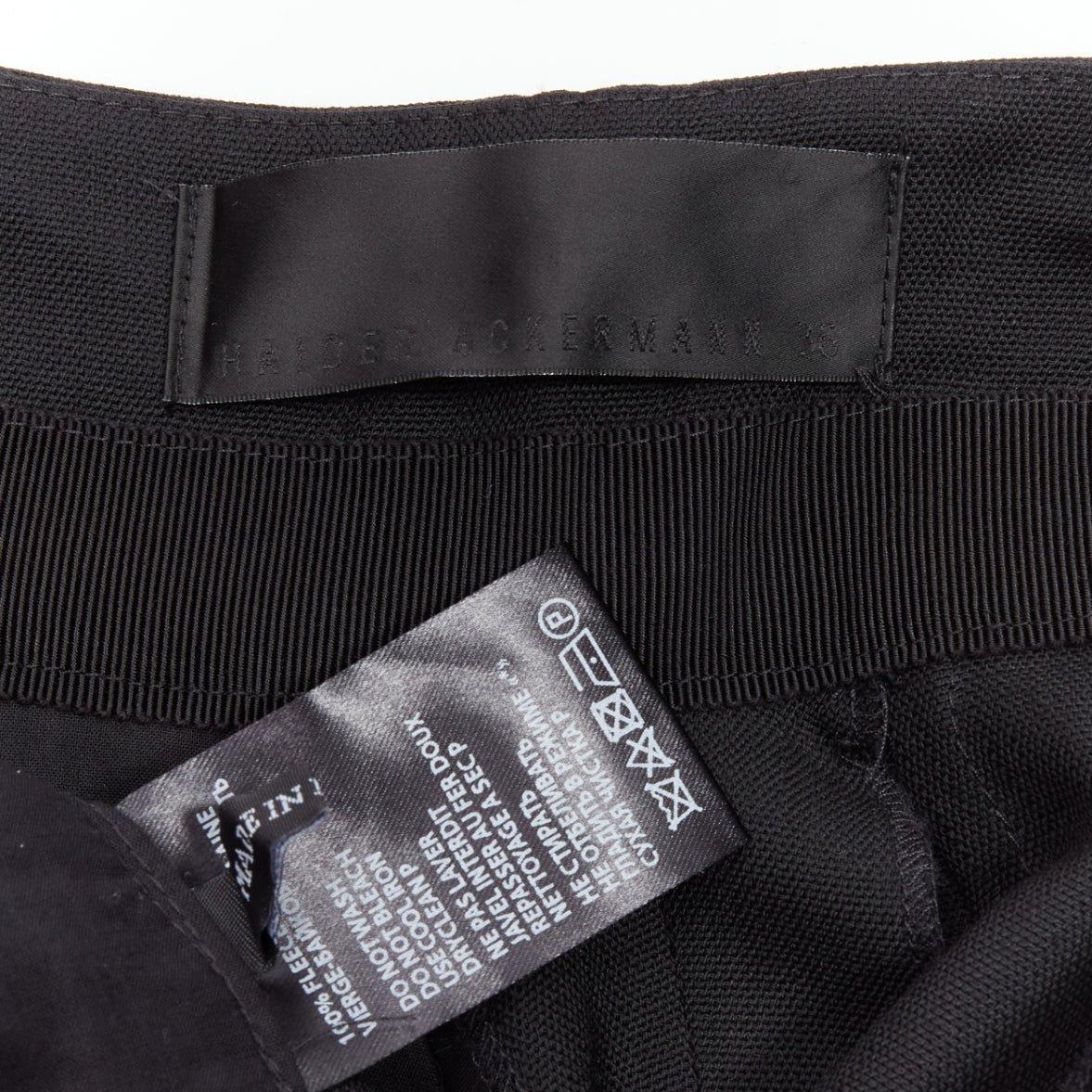 HAIDER ACKERMANN fleece wool black white side tape high waist tapered pants FR36 For Sale 3