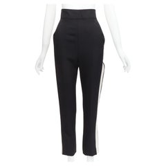 HAIDER ACKERMANN pantalon fuselé taille haute en laine polaire noir blanc FR36