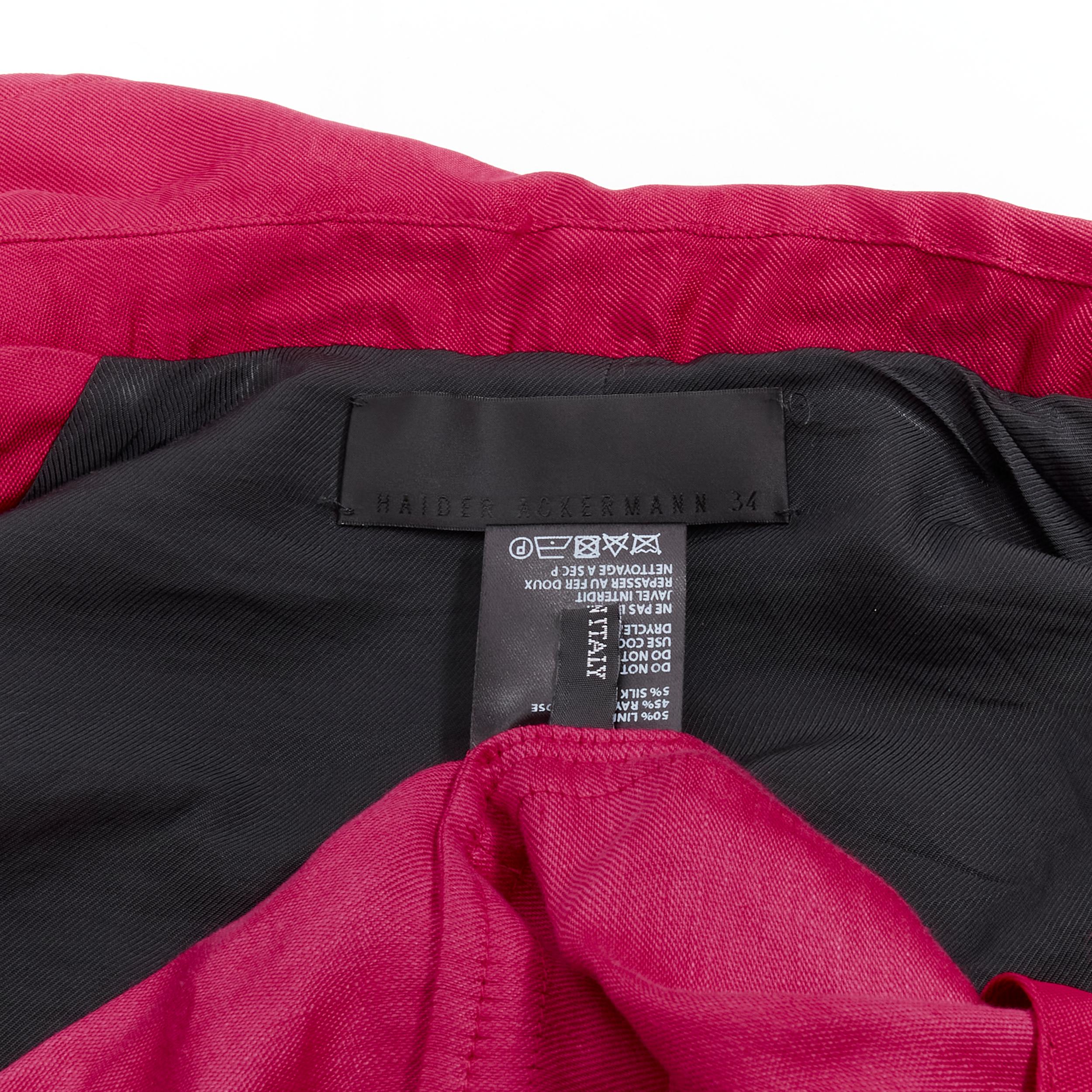 HAIDER ACKERMANN Fuschia pink linen rayon flap layered robe coat FR34 XS For Sale 4