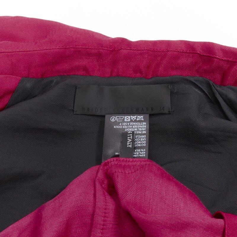 HAIDER ACKERMANN Fuschia pink linen rayon flap layered robe coat FR34 XS For Sale 5