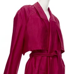 HAIDER ACKERMANN Fuschia pink linen rayon flap layered robe coat FR34 XS