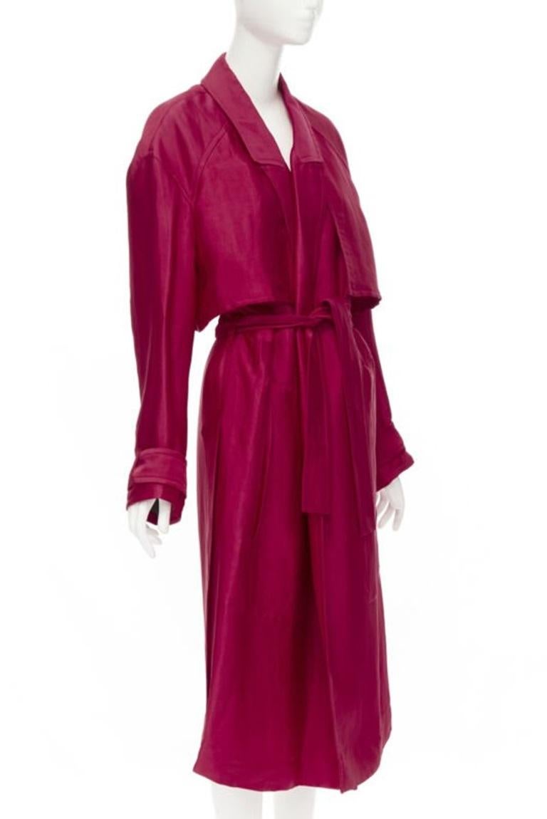 Pink HAIDER ACKERMANN Fuschia pink linen rayon flap layered robe coat FR34 XS For Sale