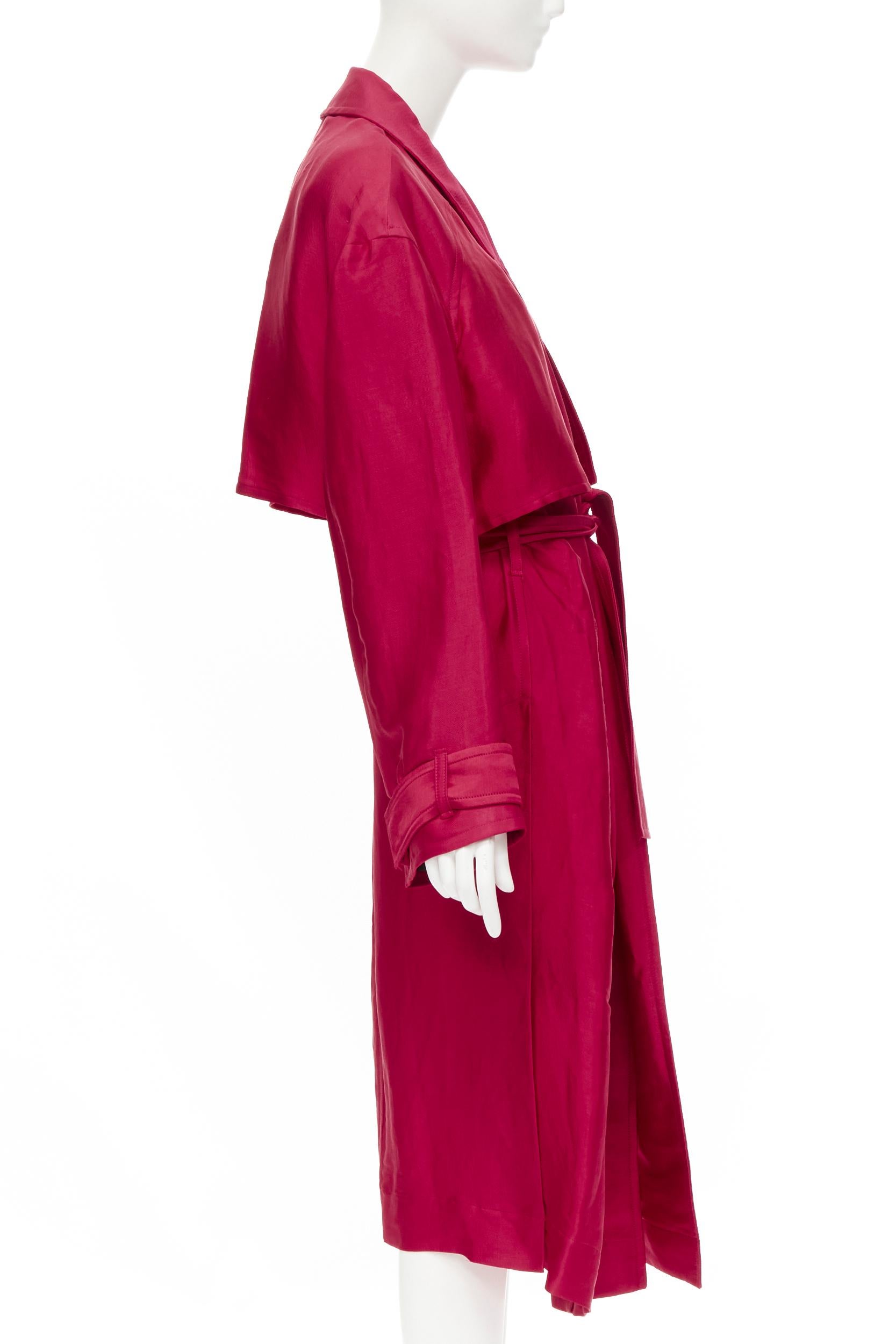 Pink HAIDER ACKERMANN Fuschia pink linen rayon flap layered robe coat FR34 XS For Sale