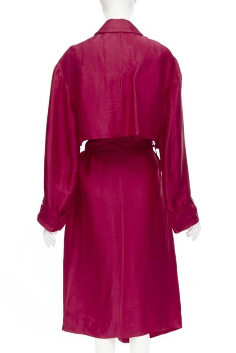 Women's HAIDER ACKERMANN Fuschia pink linen rayon flap layered robe coat FR34 XS For Sale