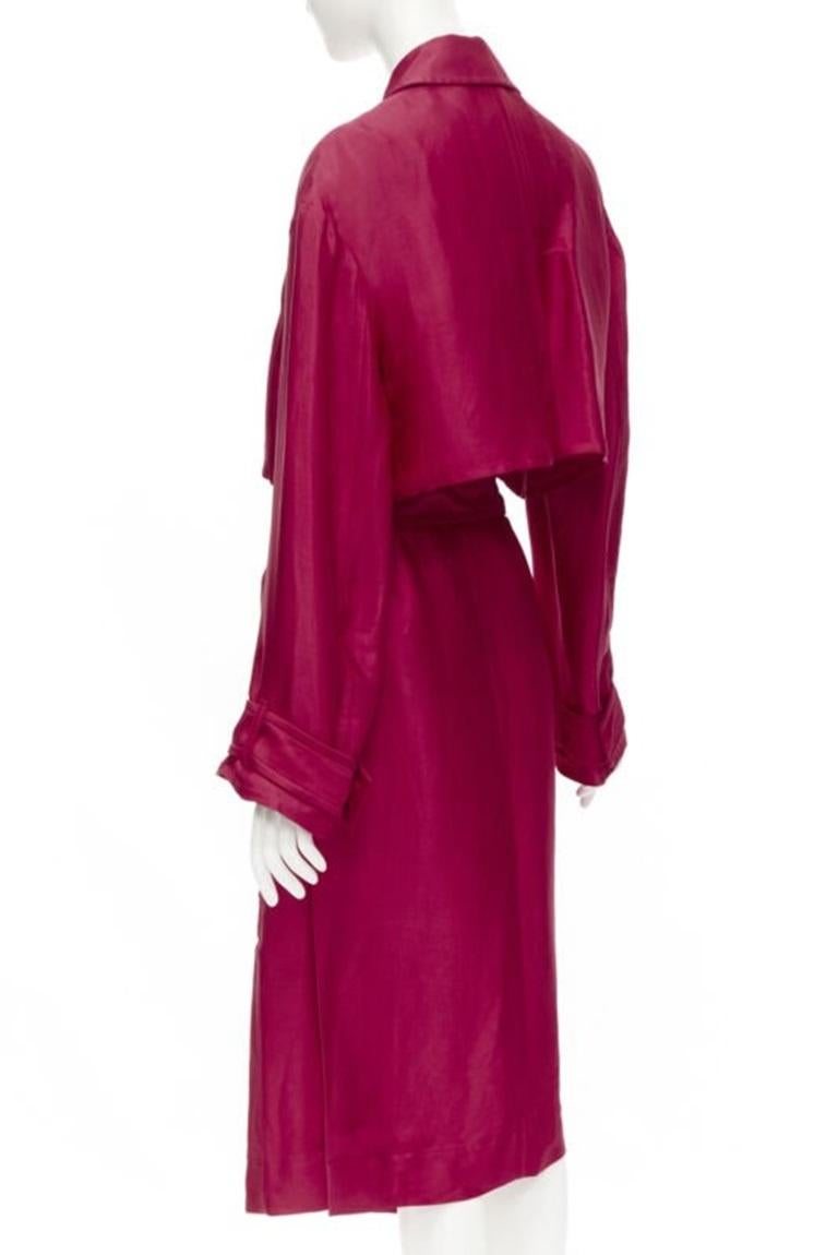 HAIDER ACKERMANN Fuschia pink linen rayon flap layered robe coat FR34 XS For Sale 1