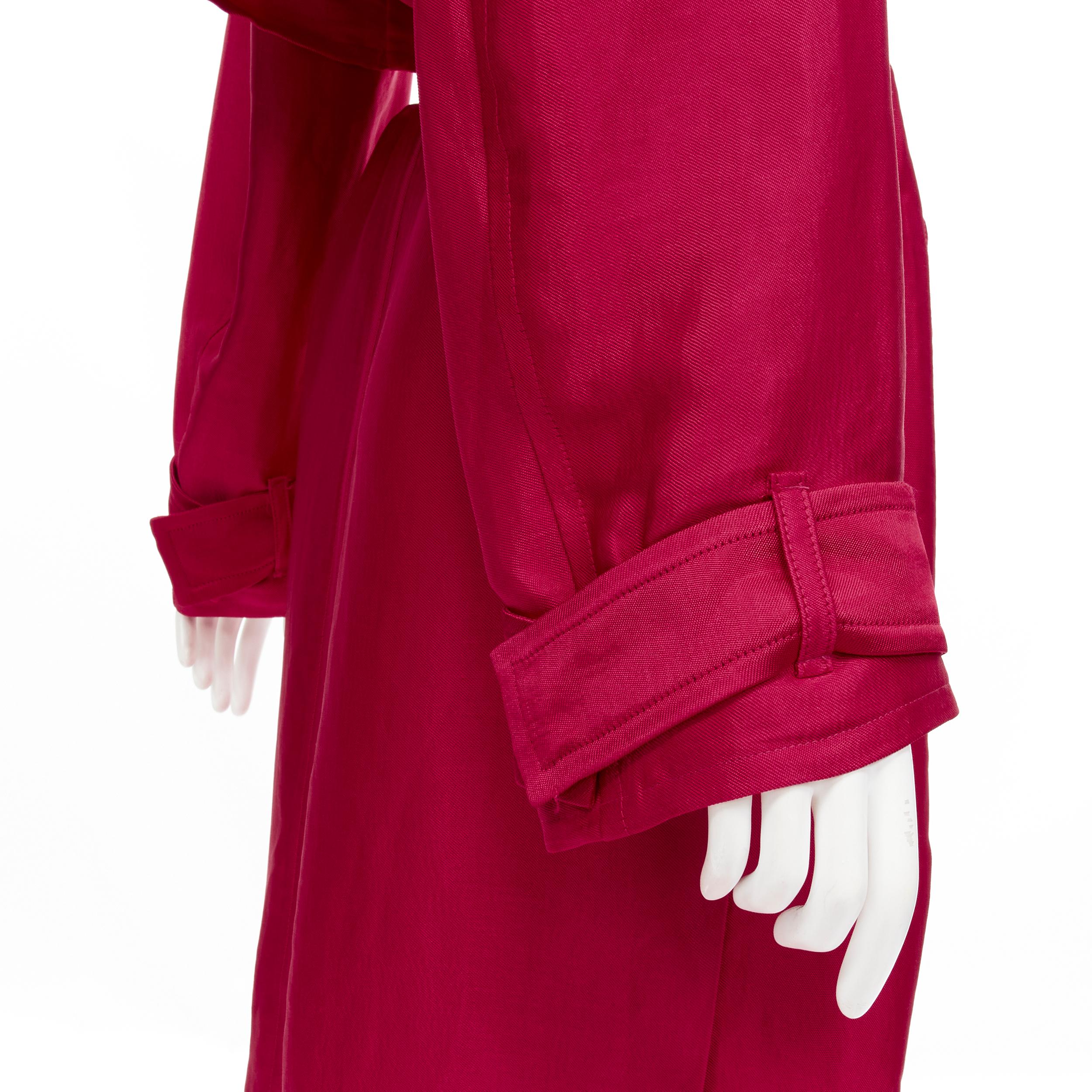 HAIDER ACKERMANN Fuschia pink linen rayon flap layered robe coat FR34 XS For Sale 1