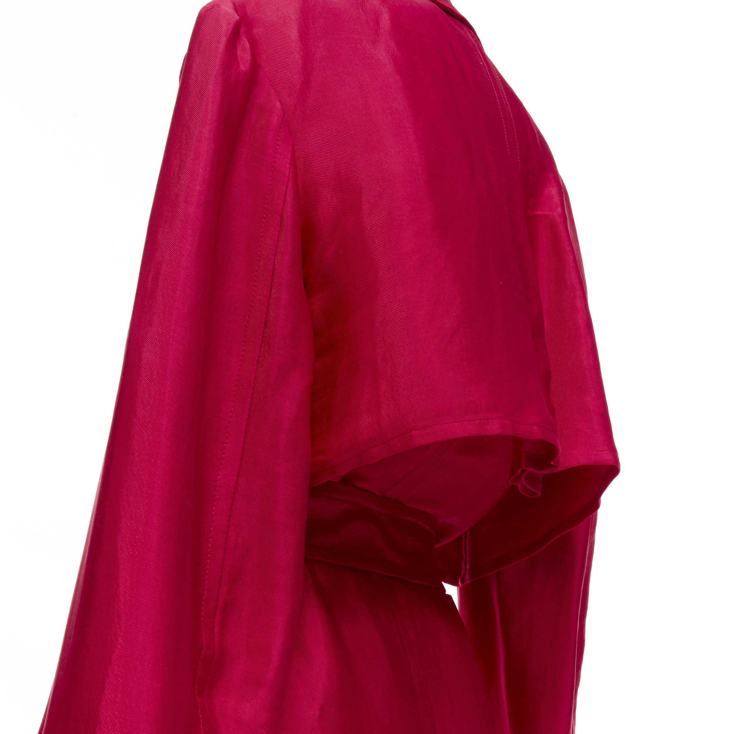 HAIDER ACKERMANN Fuschia pink linen rayon flap layered robe coat FR34 XS For Sale 2