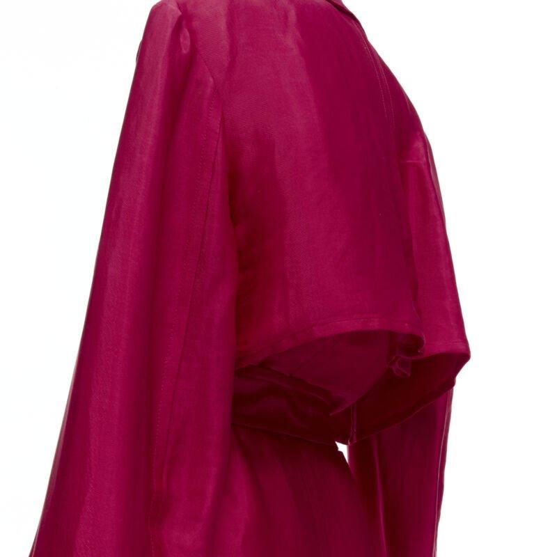 HAIDER ACKERMANN Fuschia pink linen rayon flap layered robe coat FR34 XS For Sale 3