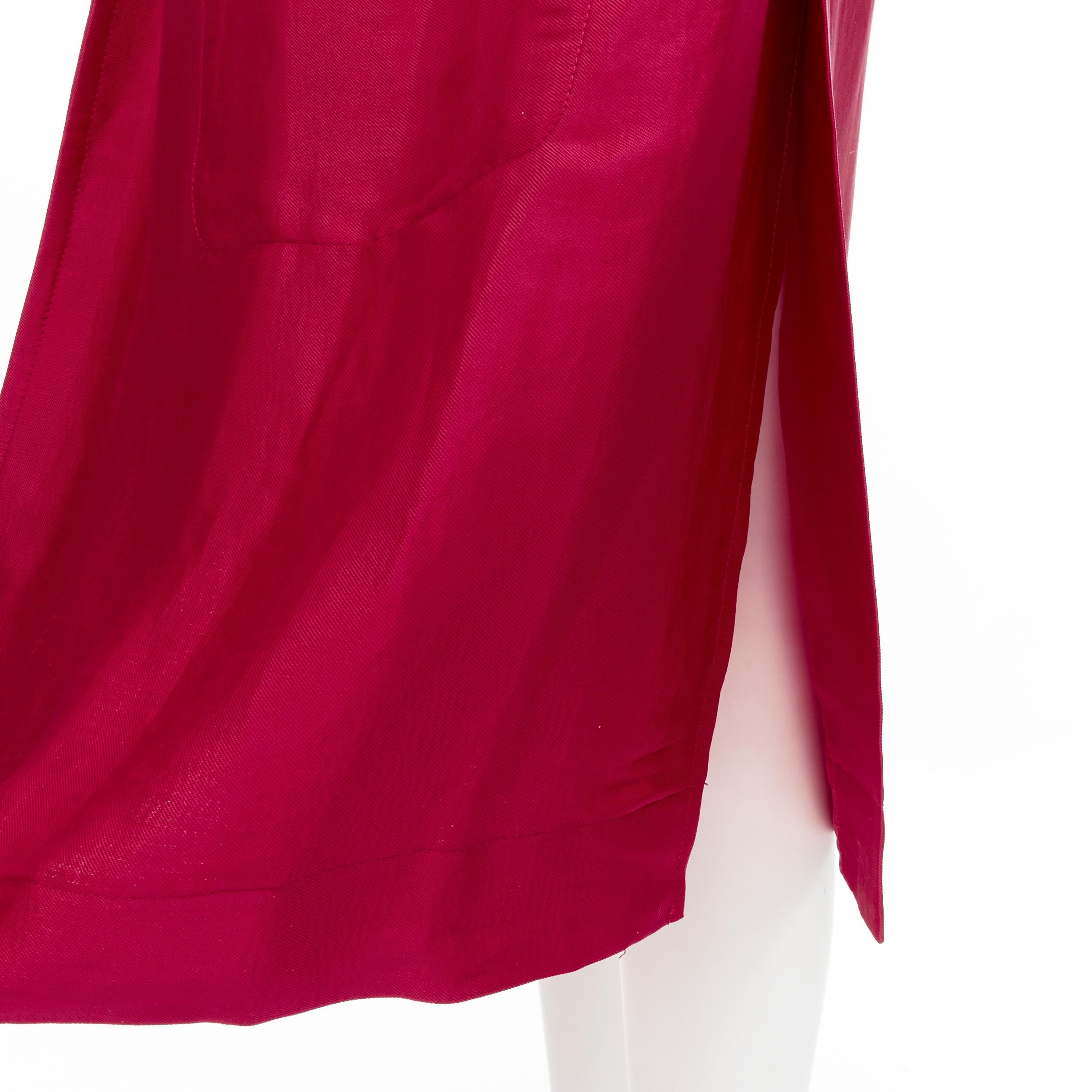 HAIDER ACKERMANN Fuschia pink linen rayon flap layered robe coat FR34 XS For Sale 3