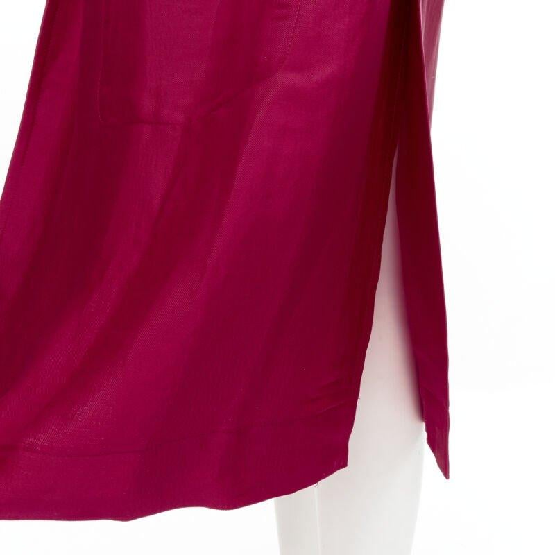 HAIDER ACKERMANN Fuschia pink linen rayon flap layered robe coat FR34 XS For Sale 4