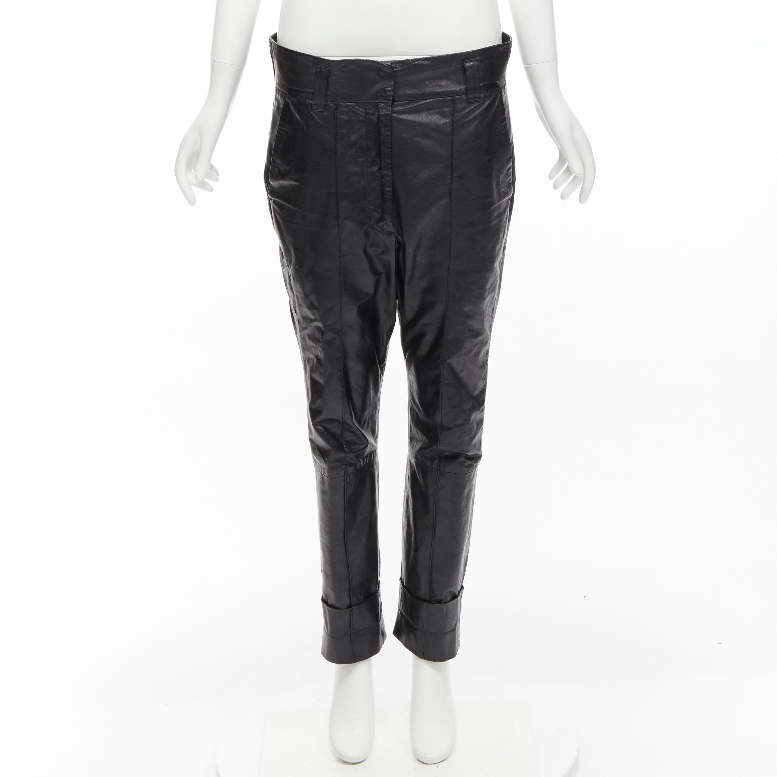 HAIDER ACKERMANN glossy leather low waist dropped crotch cuffed pants FR36 S 8
