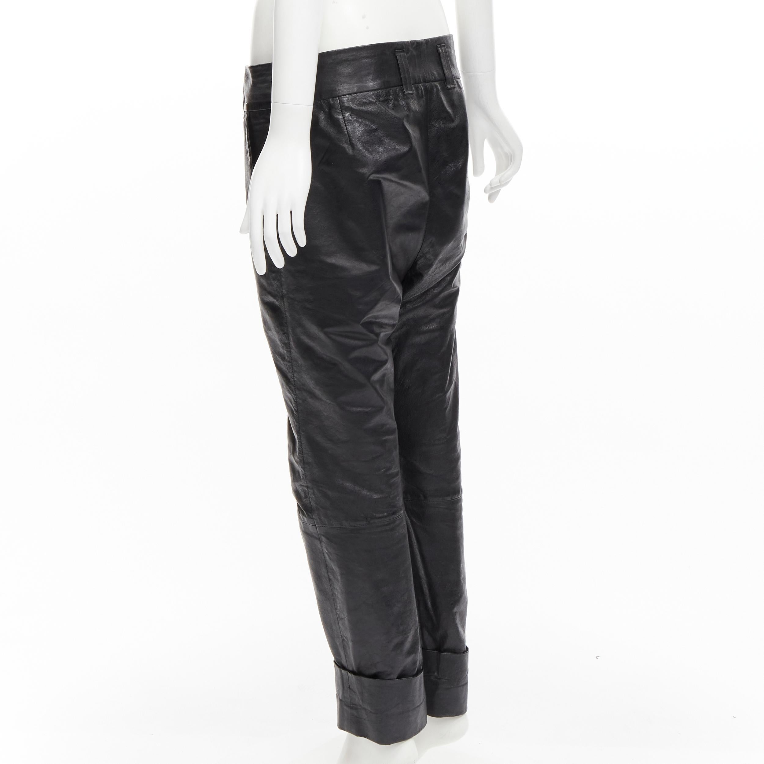 HAIDER ACKERMANN glossy leather low waist dropped crotch cuffed pants FR36 S 3