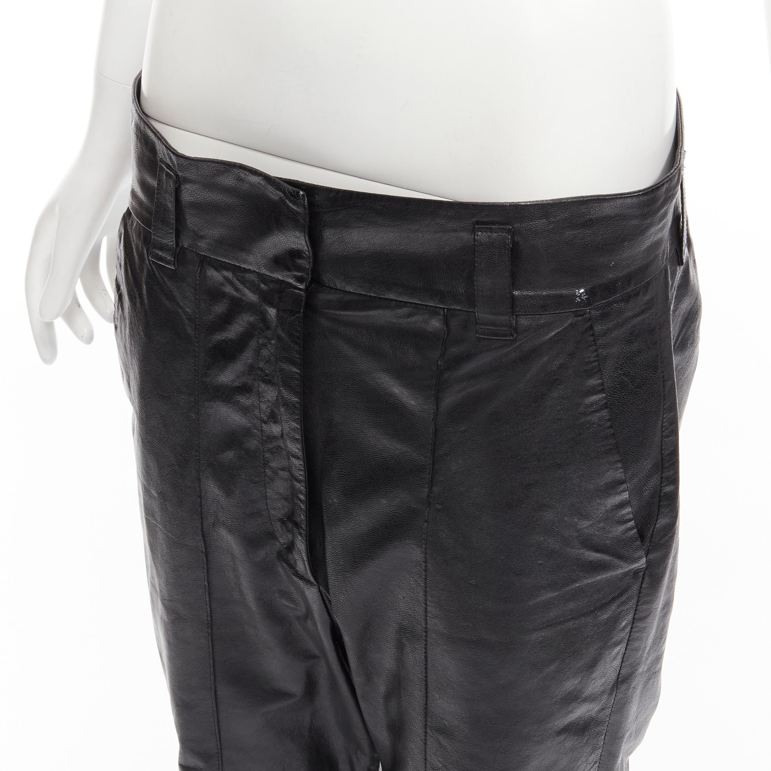 HAIDER ACKERMANN glossy leather low waist dropped crotch cuffed pants FR36 S 4