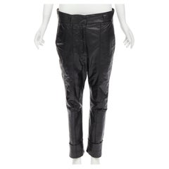 HAIDER ACKERMANN glossy leather low waist dropped crotch cuffed pants FR36 S