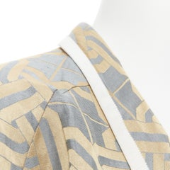 HAIDER ACKERMANN gold blue oriental ethnic geometric jacquard robe XS