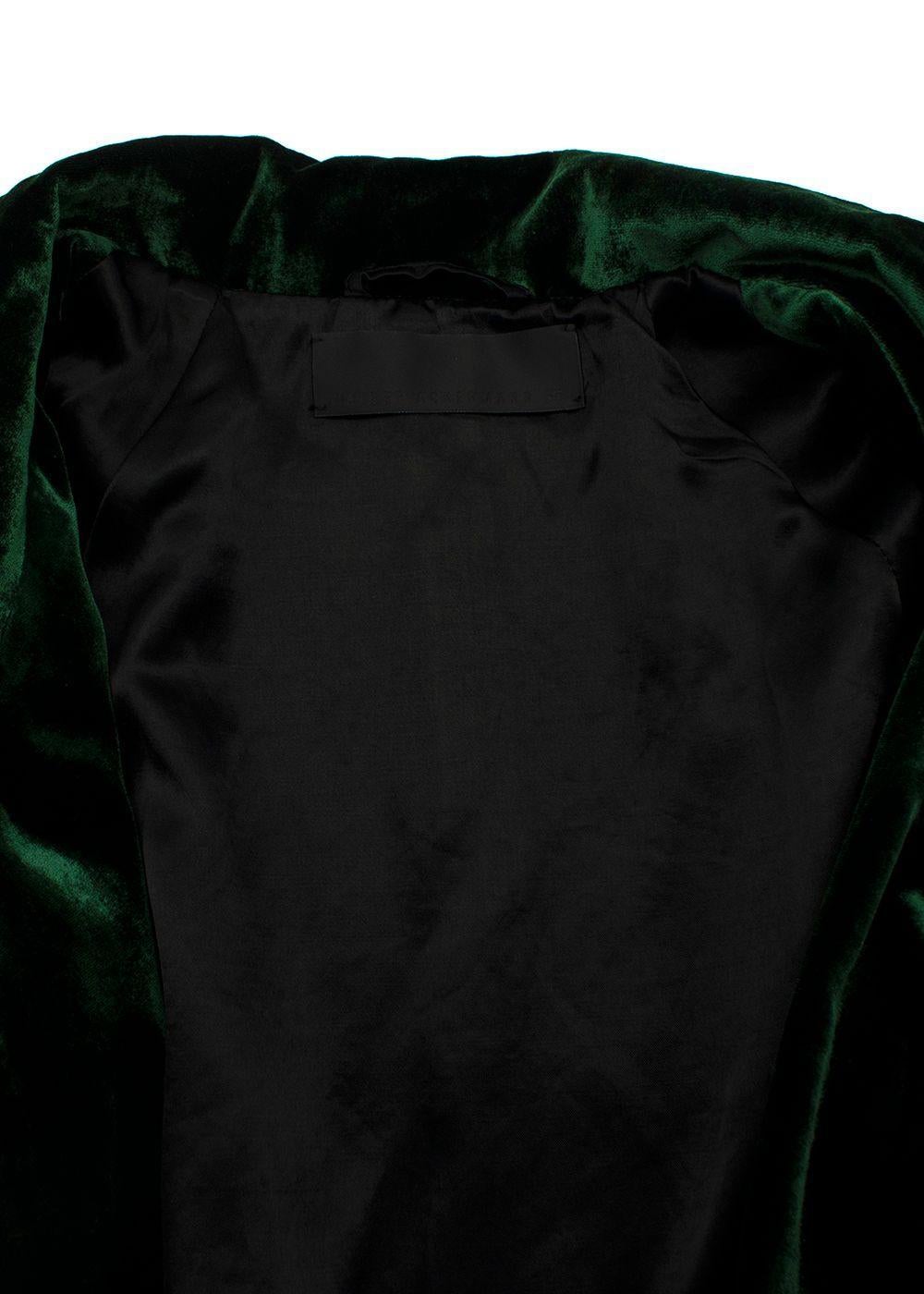 Black Haider Ackermann Green Velvet Long Peignoir Raglan Coat - US 6 