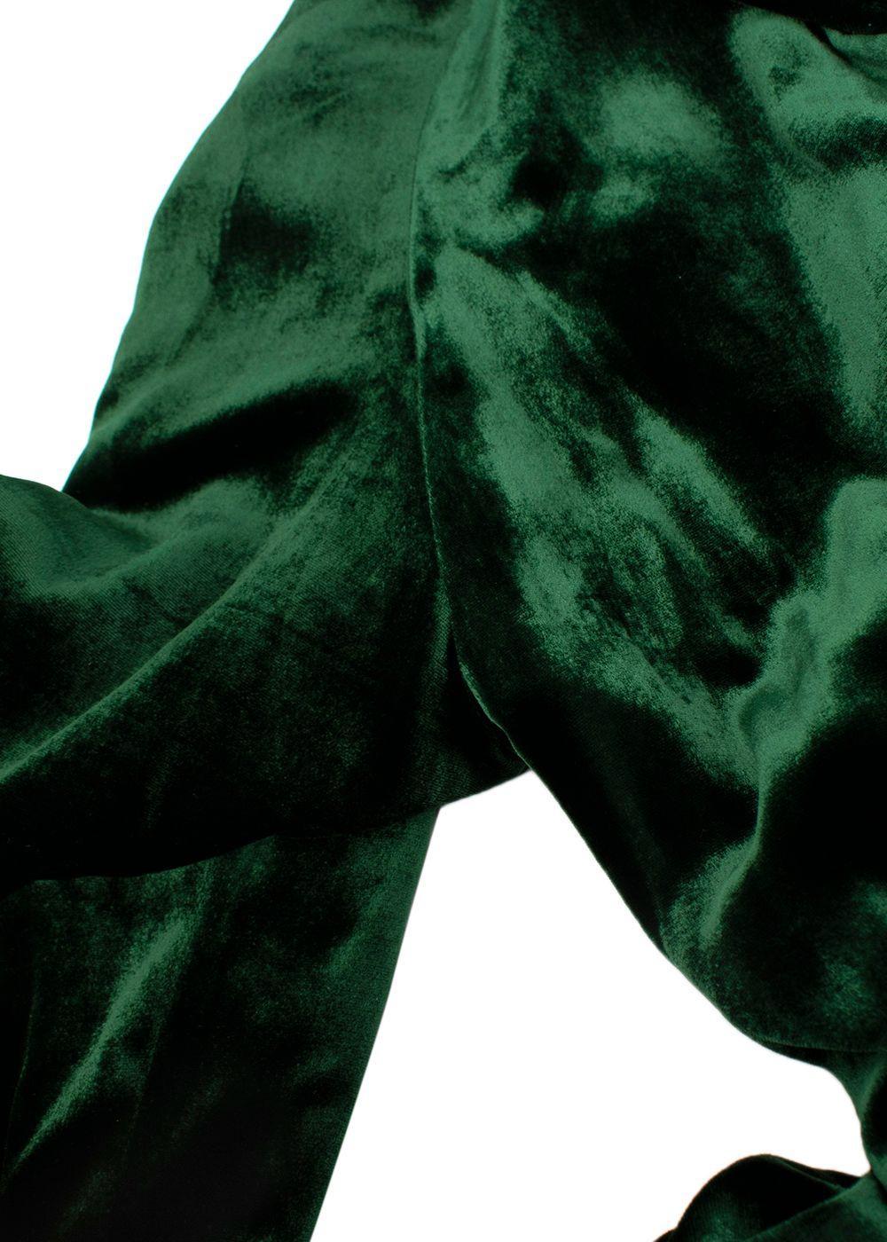 Haider Ackermann Green Velvet Long Peignoir Raglan Coat - US 6  2