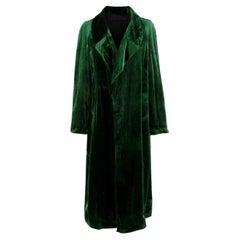 Haider Ackermann Green Velvet Long Peignoir Raglan Coat - US 6 