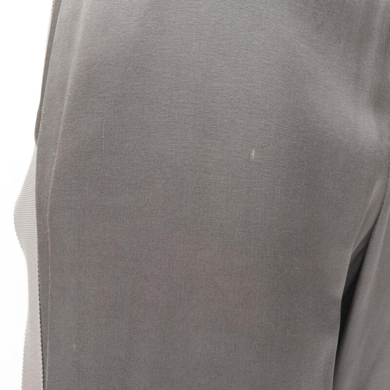 HAIDER ACKERMANN grey rayon dusty pink grosgrain cropped trousers FR38 S For Sale 6