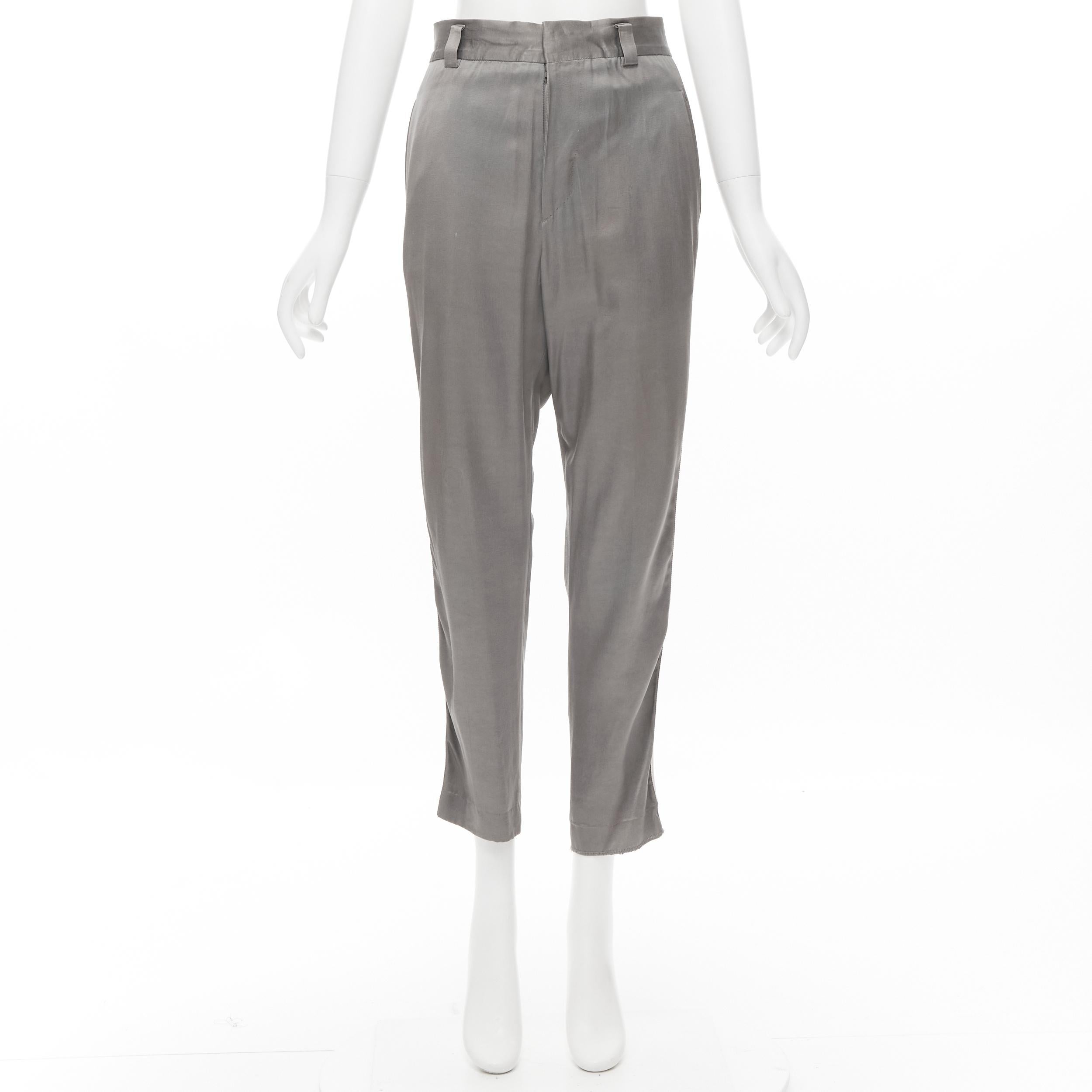 grey cropped trousers