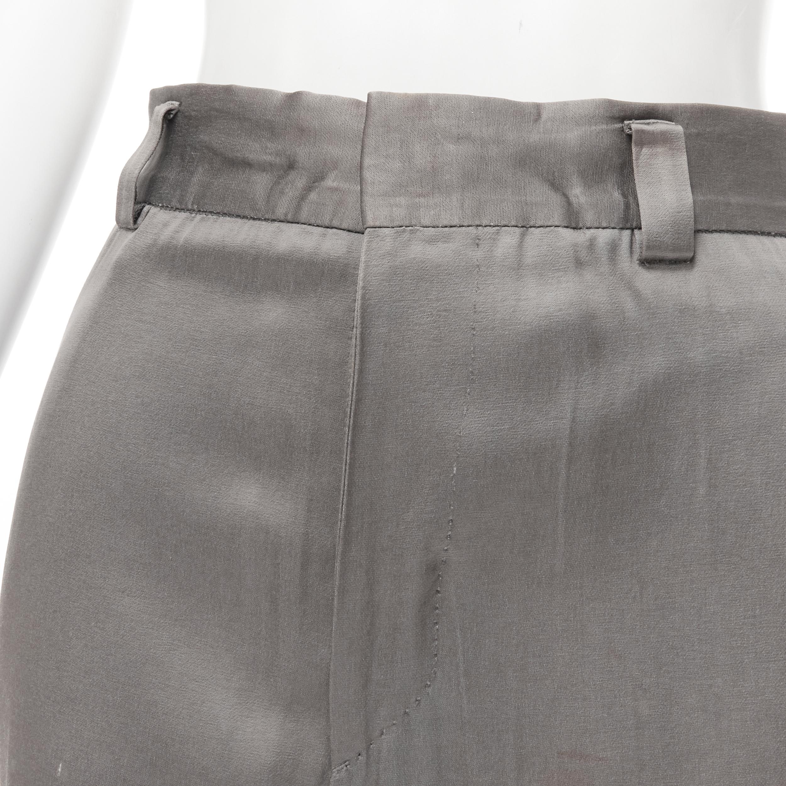 HAIDER ACKERMANN grey rayon dusty pink grosgrain cropped trousers FR38 S In Fair Condition In Hong Kong, NT