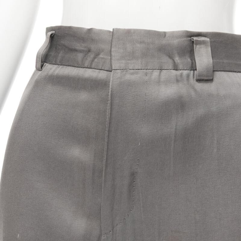 HAIDER ACKERMANN grey rayon dusty pink grosgrain cropped trousers FR38 S For Sale 2