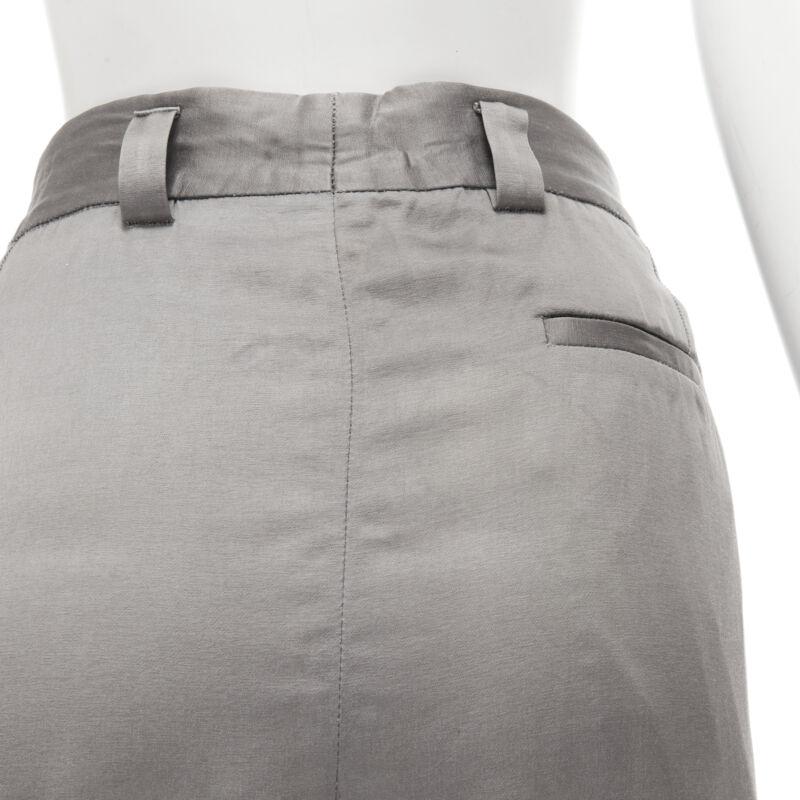 HAIDER ACKERMANN grey rayon dusty pink grosgrain cropped trousers FR38 S For Sale 3
