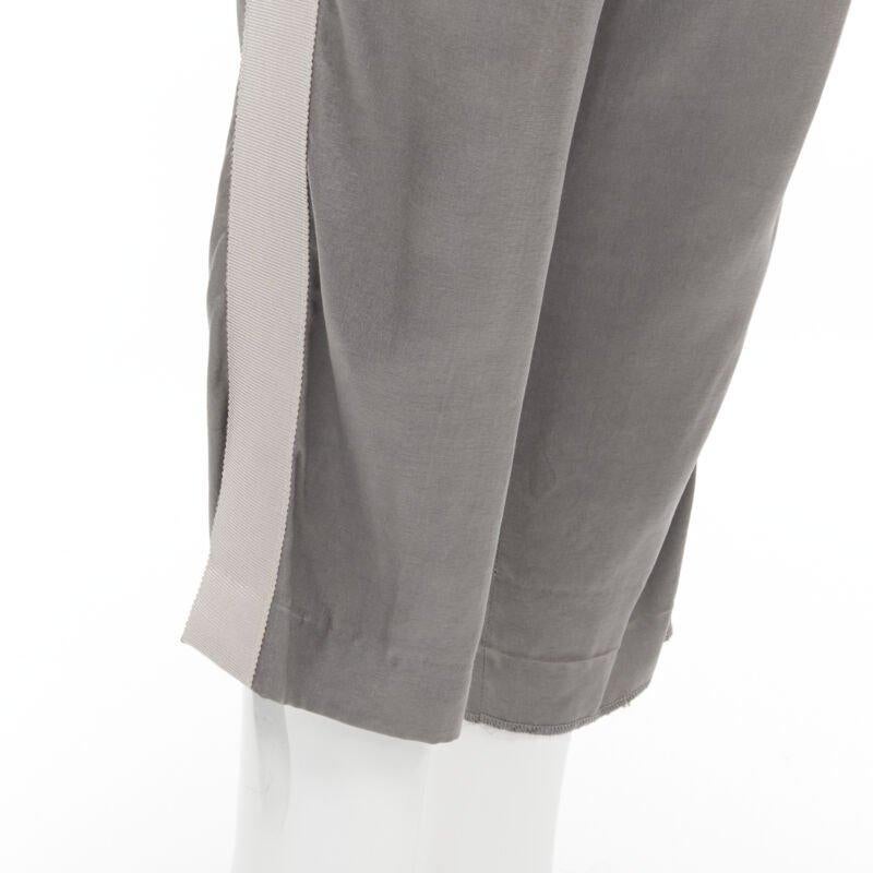 HAIDER ACKERMANN grey rayon dusty pink grosgrain cropped trousers FR38 S For Sale 4