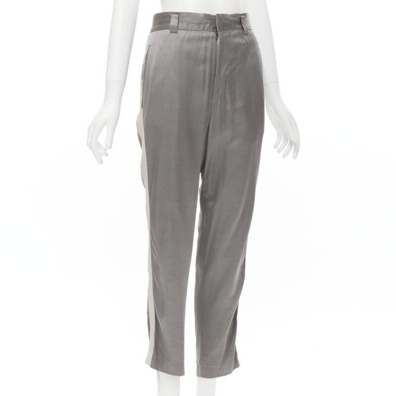 HAIDER ACKERMANN pantalon cropped en rayonne grise rose poussiéreux FR38 S