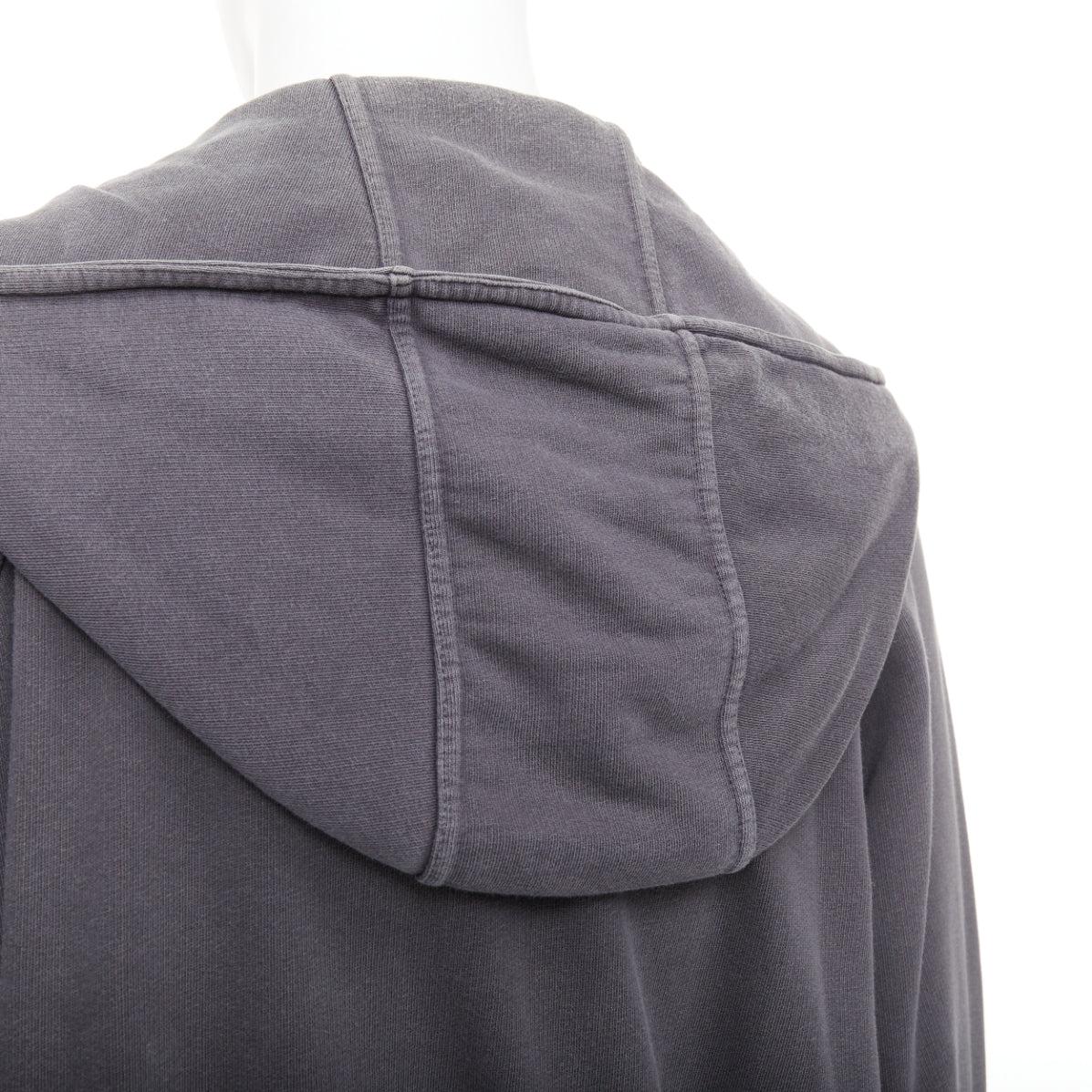 Haider Ackermann grigio in cotone lavato con tasche raglan e zip con cappuccio S in vendita 3