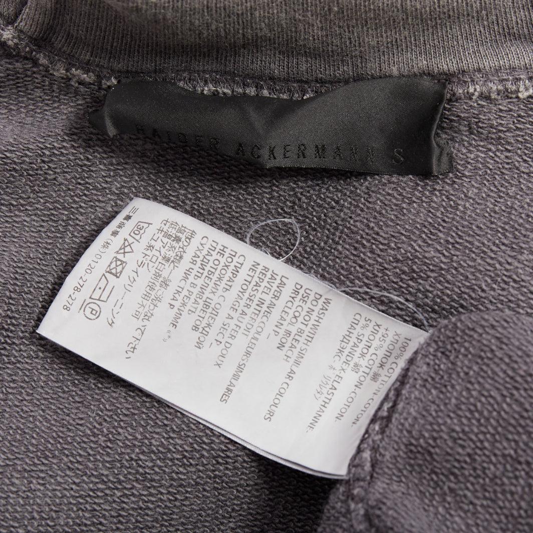 Haider Ackermann grigio in cotone lavato con tasche raglan e zip con cappuccio S in vendita 4