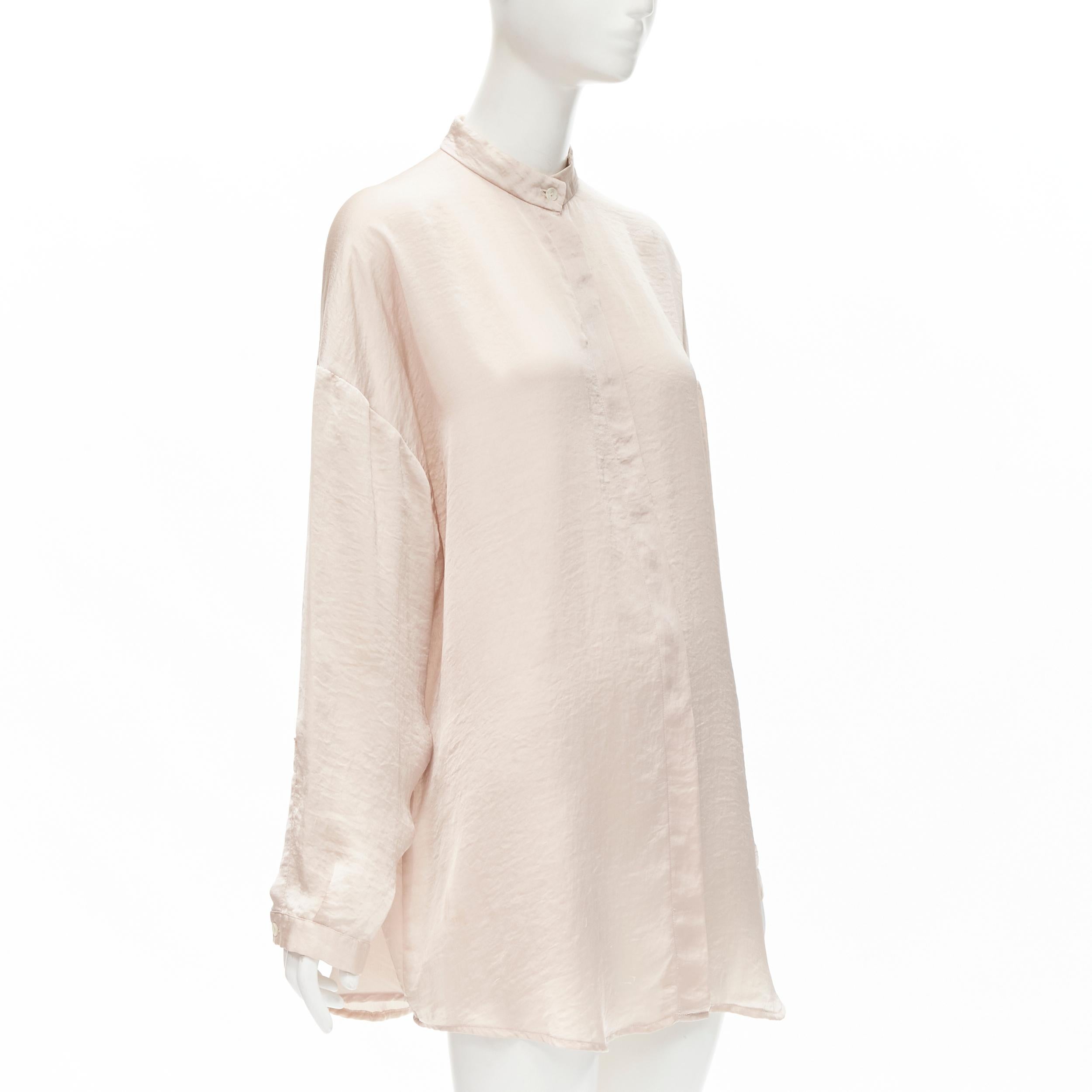 Beige HAIDER ACKERMANN hammered polyester blush pink oversize shirt  FR38 M For Sale