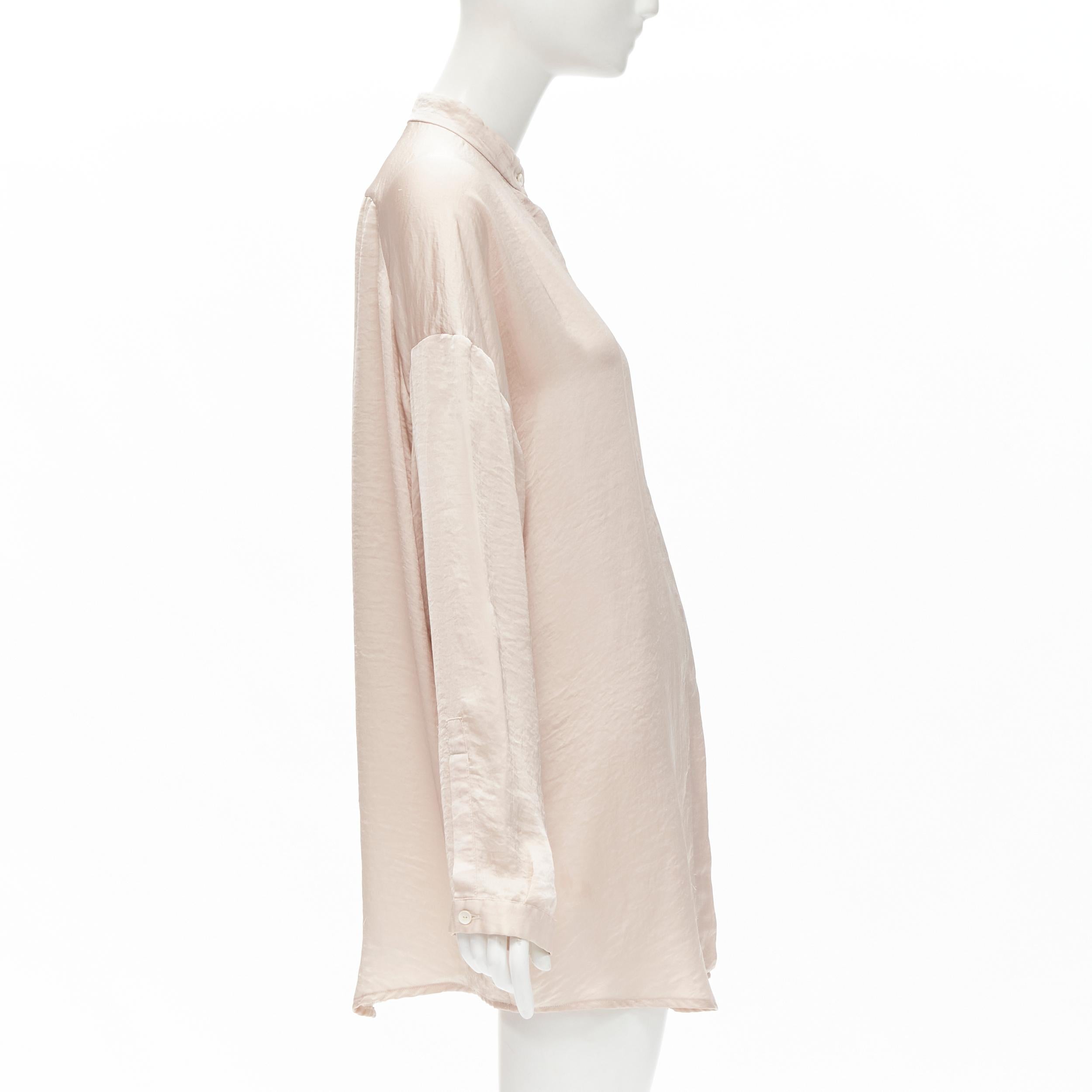 HAIDER ACKERMANN hammered polyester blush pink oversize shirt  FR38 M In Good Condition For Sale In Hong Kong, NT