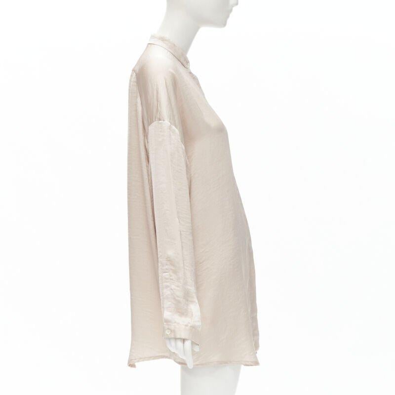 HAIDER ACKERMANN hammered polyester blush pink oversize shirt  FR38 M In Good Condition For Sale In Hong Kong, NT