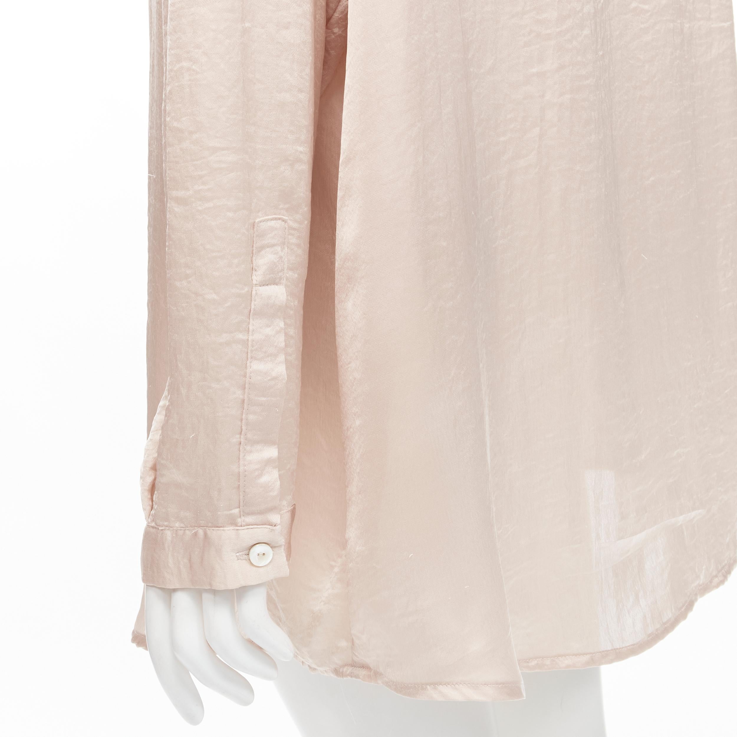 HAIDER ACKERMANN hammered polyester blush pink oversize shirt  FR38 M For Sale 3