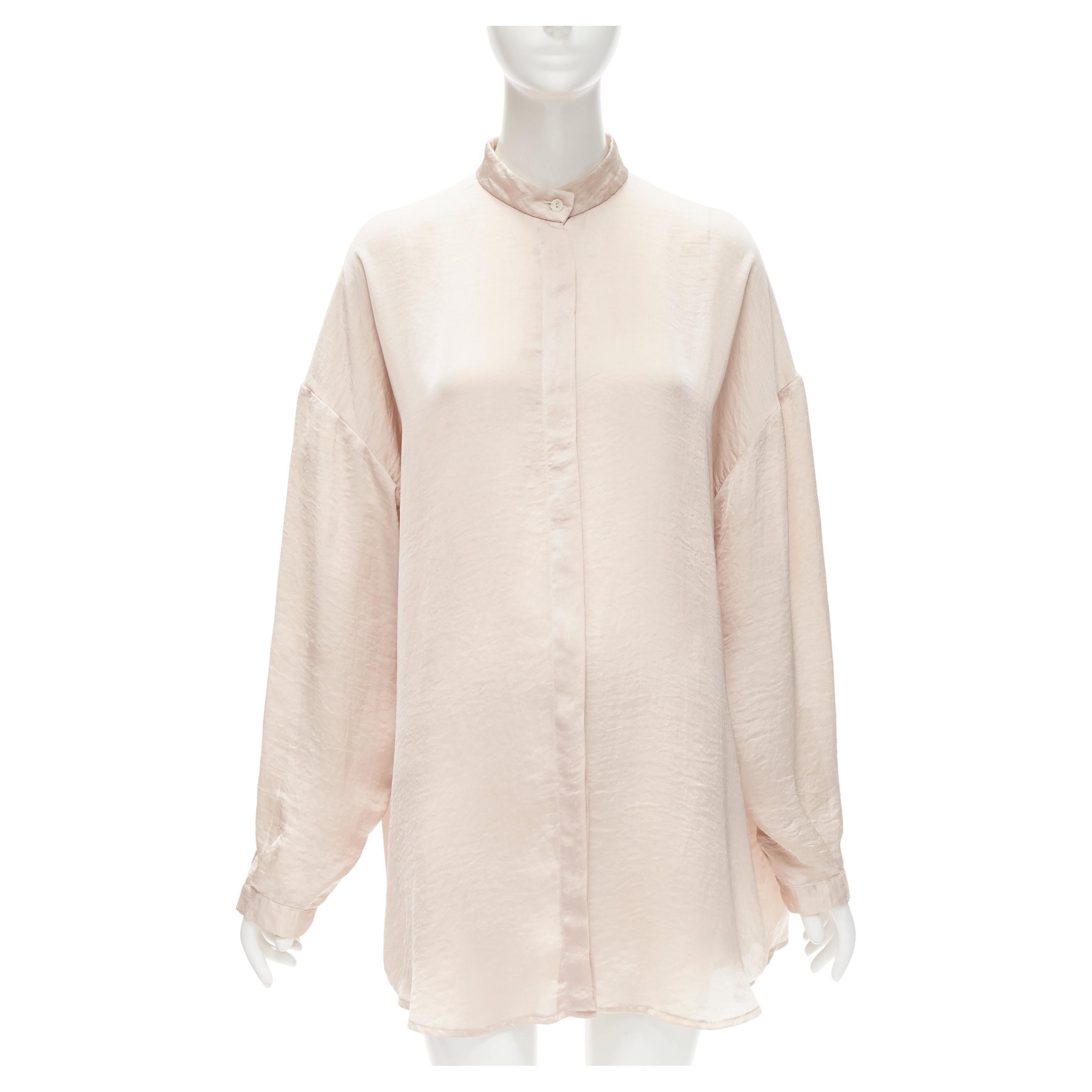 HAIDER ACKERMANN hammered polyester blush pink oversize shirt  FR38 M For Sale