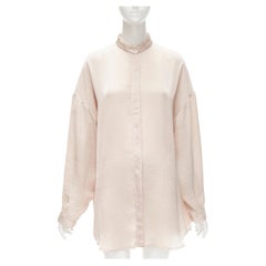 HAIDER ACKERMANN hammered polyester blush pink oversize shirt  FR38 M
