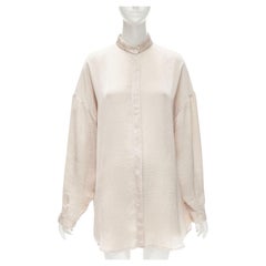 Haider Ackermann, camicia oversize in poliestere martellato rosa fard.  FR38 M