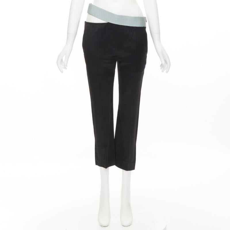 HAIDER ACKERMANN Heracleum black ice blue grosgrain cut out trousers FR36 XS For Sale 5