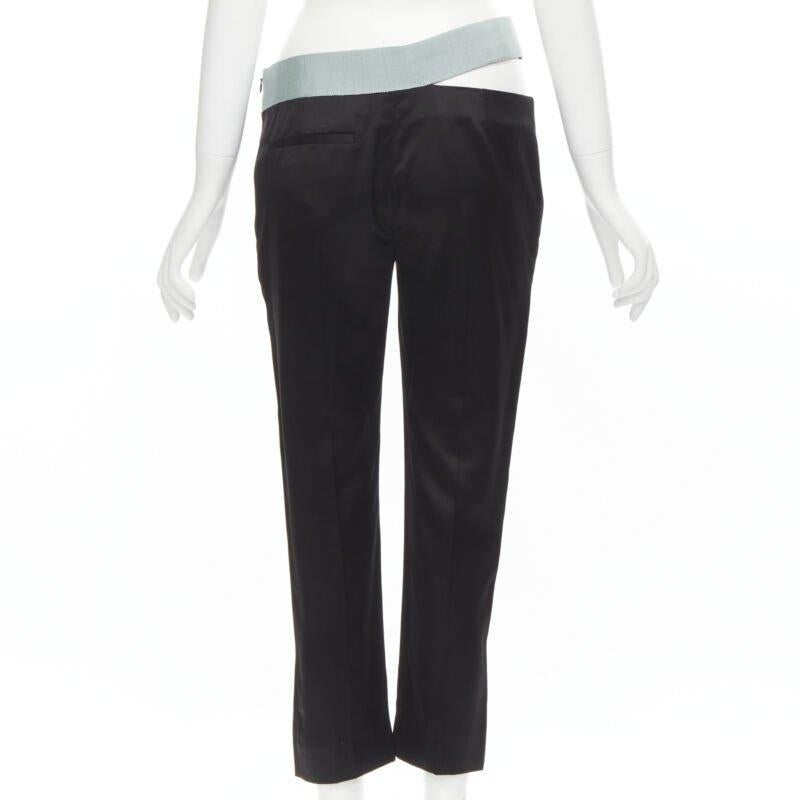 Women's HAIDER ACKERMANN Heracleum black ice blue grosgrain cut out trousers FR36 XS For Sale