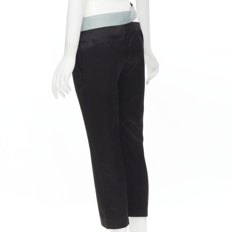 HAIDER ACKERMANN Heracleum black ice blue grosgrain cut out trousers FR36 XS For Sale 1