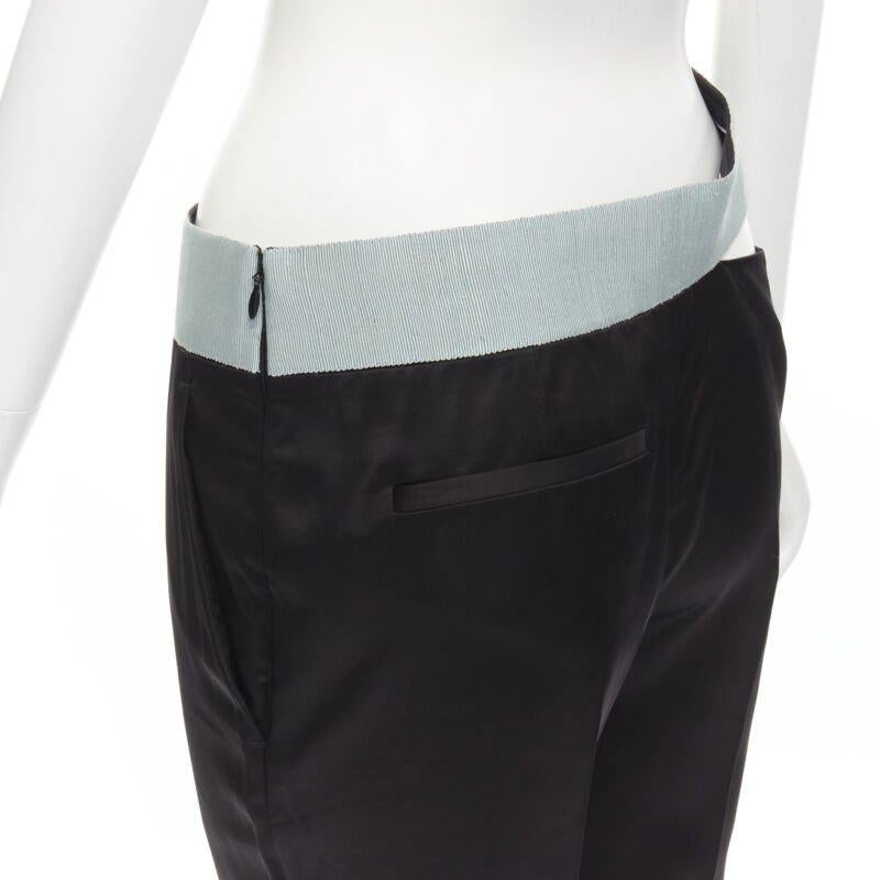 HAIDER ACKERMANN Heracleum black ice blue grosgrain cut out trousers FR36 XS For Sale 2