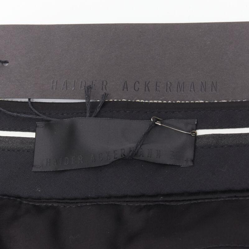 HAIDER ACKERMANN Heracleum black ice blue grosgrain cut out trousers FR36 XS For Sale 4