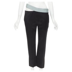 HAIDER ACKERMANN Pantalon à découpes en gros grain Heracleum noir bleu glacier FR36 XS