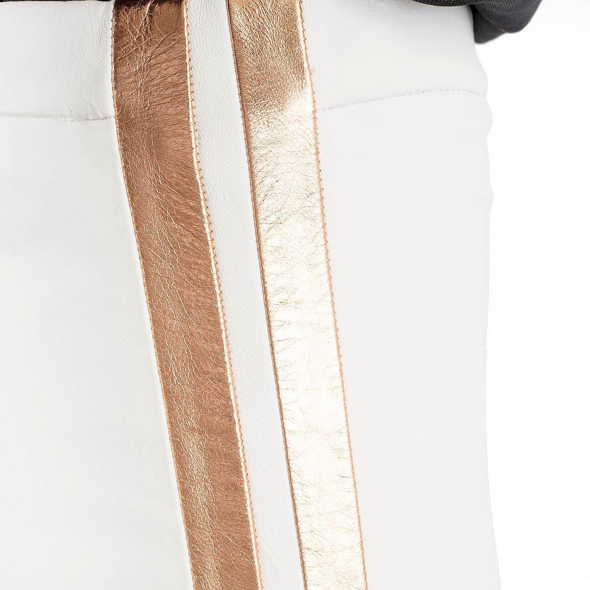 HAIDER ACKERMANN ivory SIDE STRIPE LEATHER LEGGINGS Pants S In Excellent Condition For Sale In Zürich, CH