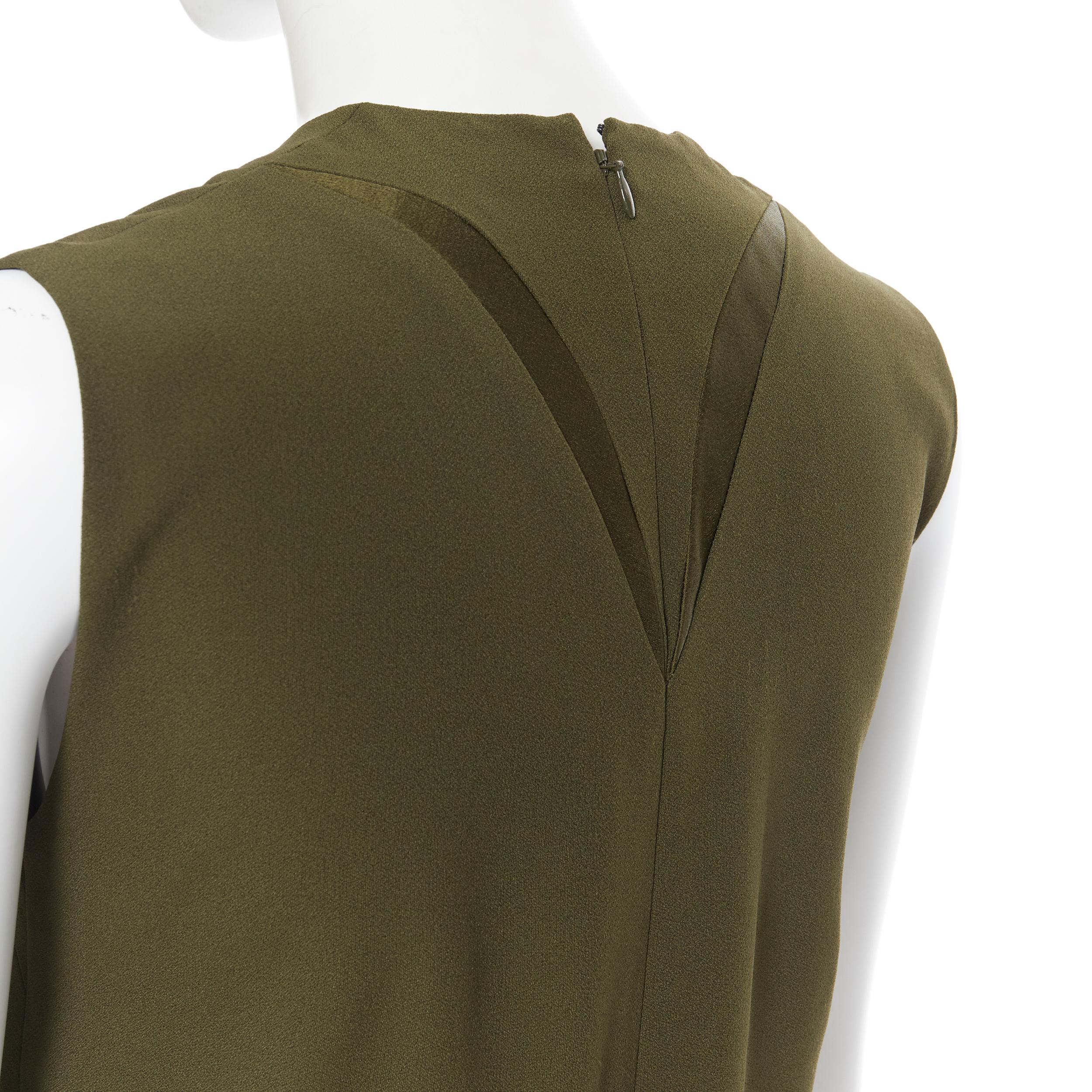 HAIDER ACKERMANN khaki green curved seam insert bias cut dress FR36 XS 3