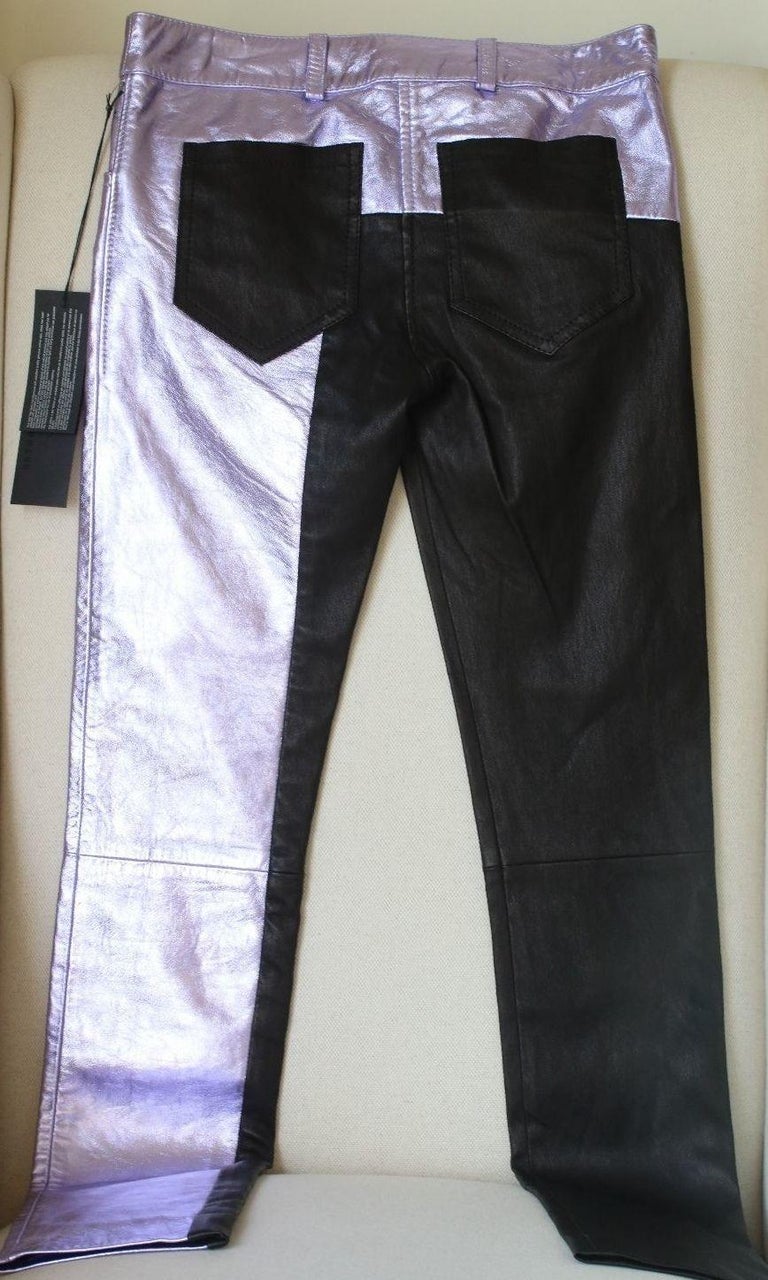 Haider Ackermann Metallic and Matte Leather Skinny Pants at 1stdibs